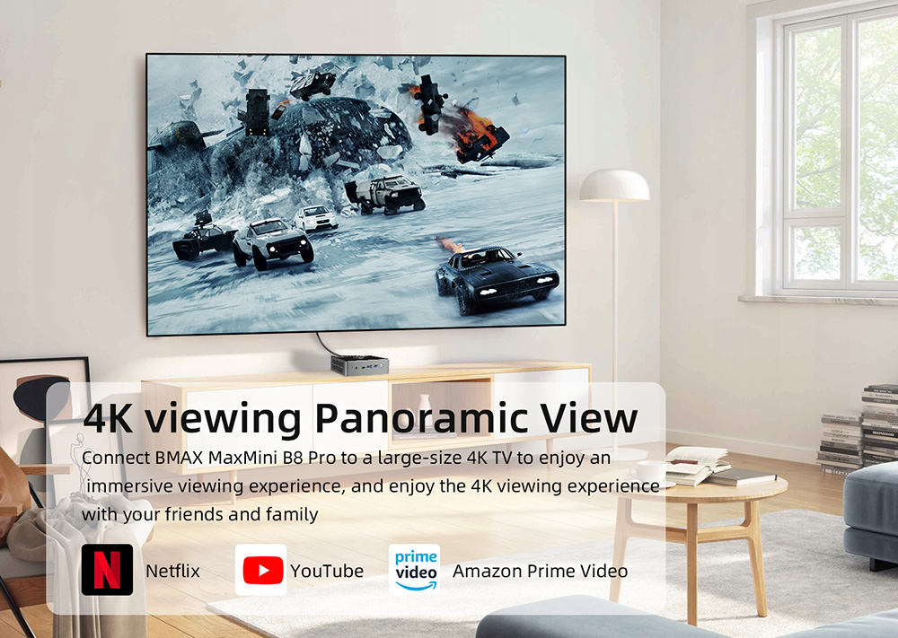 BMAX B8 Pro Mini PC, Intel Core i7-1365U 10 Cores Processor Up to 5.2GHz, 24GB DDR5 RAM 1TB NVMe SSD, WiFi 6 Bluetooth 5.2, 2*HDMI+1*Type-C 4K@60Hz Triple Display, 2*USB3.0 2*USB2.0 1*RJ45 - EU