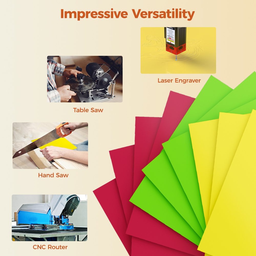 20pcs Mecpow AS02 8*8*1/8'' Laser Module Acrylic Sheets (200*200*3mm) - Red*8 + Green*6 + Yellow*6