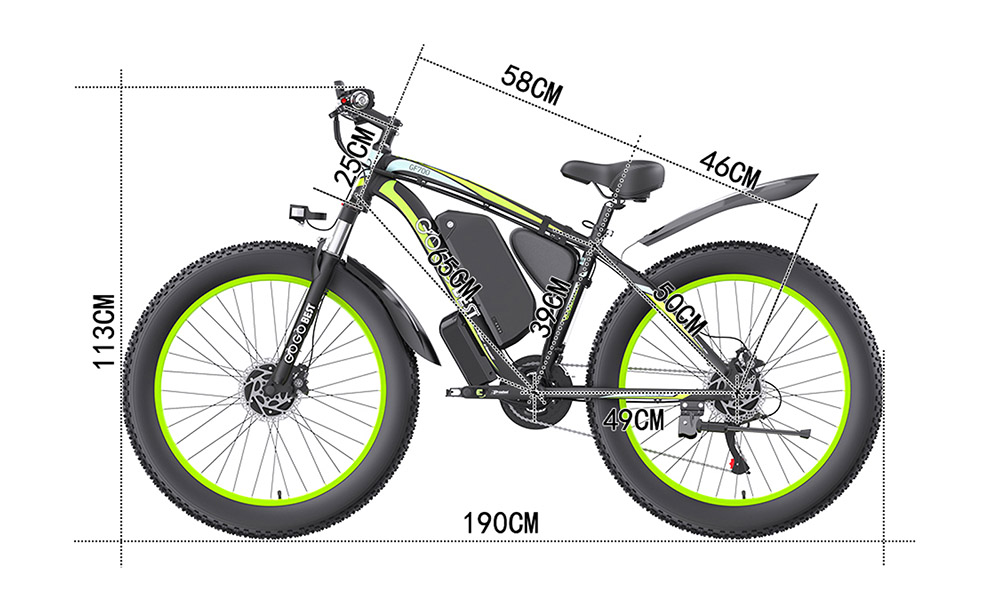 GOGOBEST GF700 26*4.0 Inch Fat Tire Electric Mountain Bike 48V 18.2Ah Battery 2*500W Dual Motor Max Speed 50Km/h 70KM Power-Assisted Range Max Load 200KG IP54 Waterproof Hydraulic Disc Brake MTB Bike 6061 Aluminum Alloy Frame - Black Red