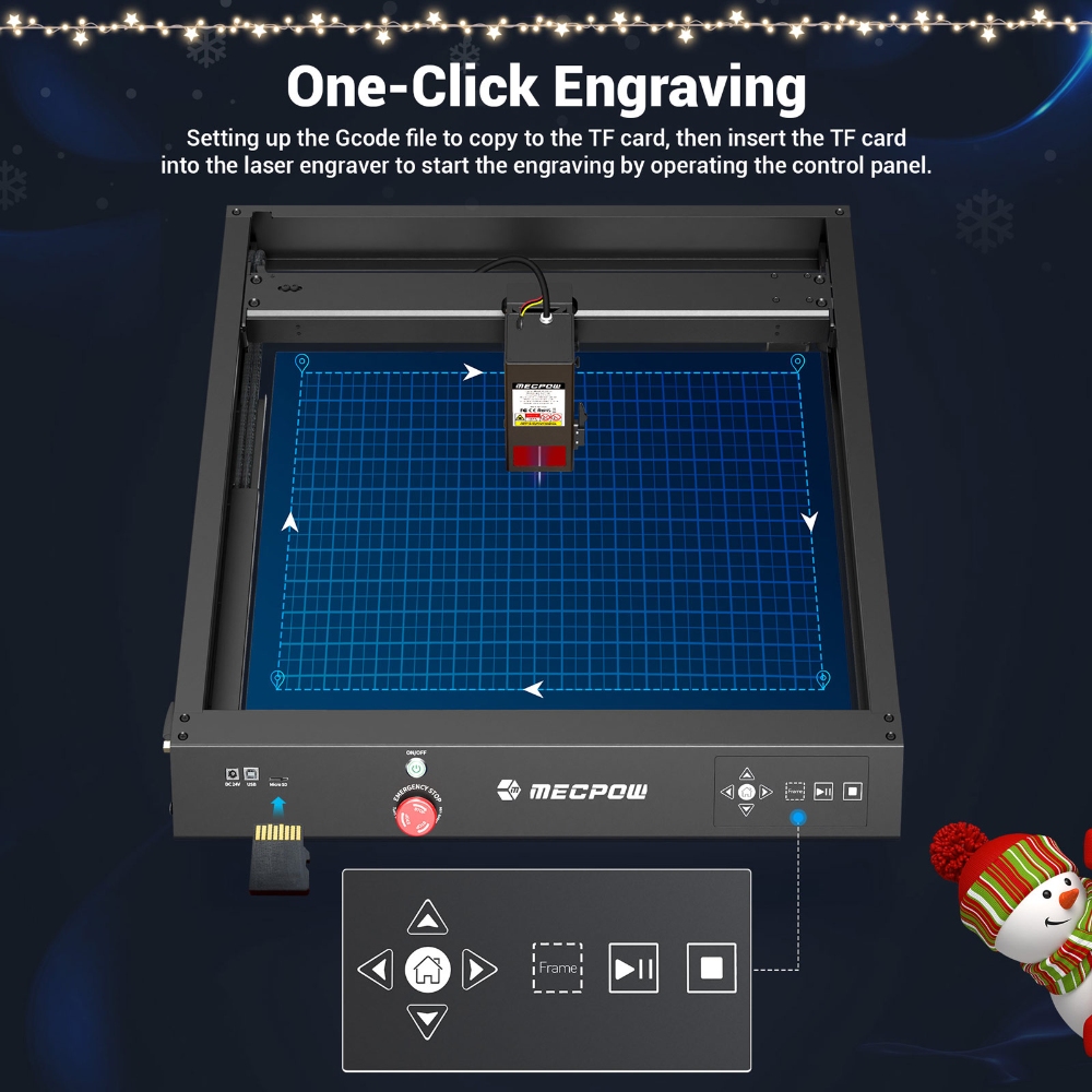 Mecpow X4 22W Laser Engraver Cutter, with Integrated Air Assist, 0.08x0.1mm Laser Spot, 22000mm/min Engraving Speed, 410*400mm