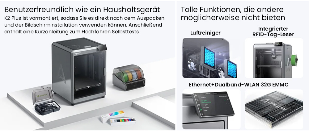 Creality, Creality K2 Plus Combo, 3D-Drucker, 3D Drucker, Filament 3D Drucker, 3D-Drucker mit CFS, 3D Druck, 3D Drucken, 3D-Druck, 3D Drucker Anfänger, bester 3D Drucker