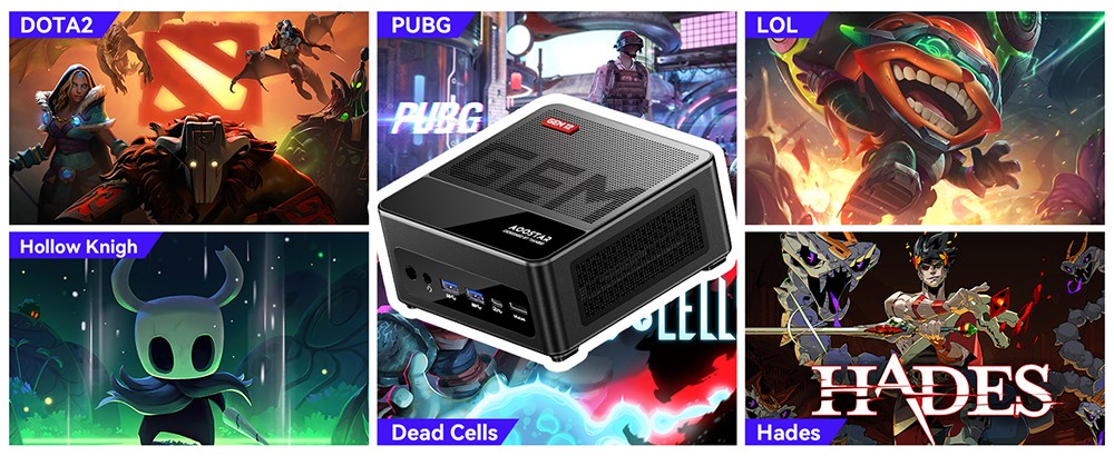 AOOSTAR GEM12 Mini-PC, AMD Ryzen 7 8845HS 8-Core bis zu 5,1 GHz, 32 GB DDR5 RAM 1 TB PCle 4.0 SSD, HDMI 2.1 + DP 1.4 + USB 4 + Typ-C 4K 120 Hz Vierfach-Bildschirmanzeige, WiFi 6, 2 * 2,5G LAN, 2 * USB3.2 2 * USB2.0 1 * Oculink, anpassbares BIOS