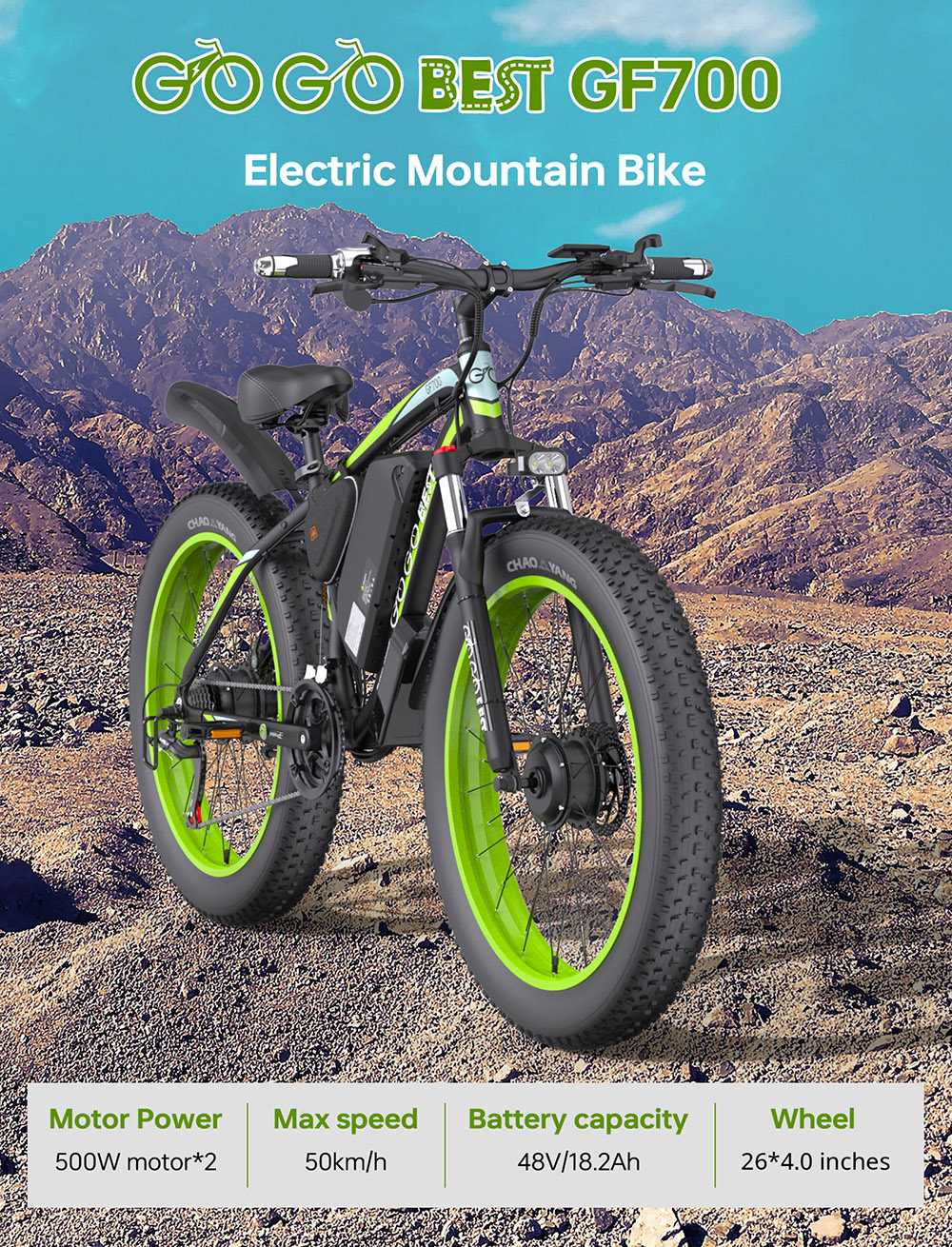 GOGOBEST GF700 26*4.0 Inch Fat Tire Electric Mountain Bike 48V 18.2Ah Battery 2*500W Dual Motor Max Speed 50Km/h 70KM Power-Assisted Range Max Load 200KG IP54 Waterproof Hydraulic Disc Brake MTB Bike 6061 Aluminum Alloy Frame - Black Red