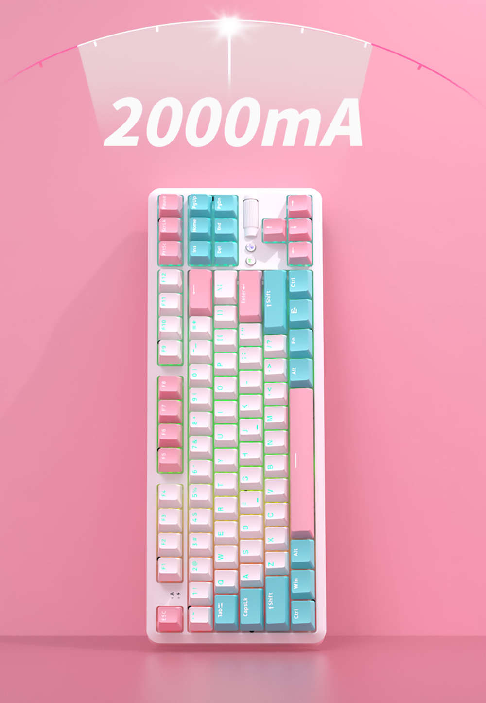 Refurbished Ajazz K870T Pro Hot Swappable Switch 87 Keys Wireless Triple Modes Mechanical Keyboard RGB Backlit -Sunrise