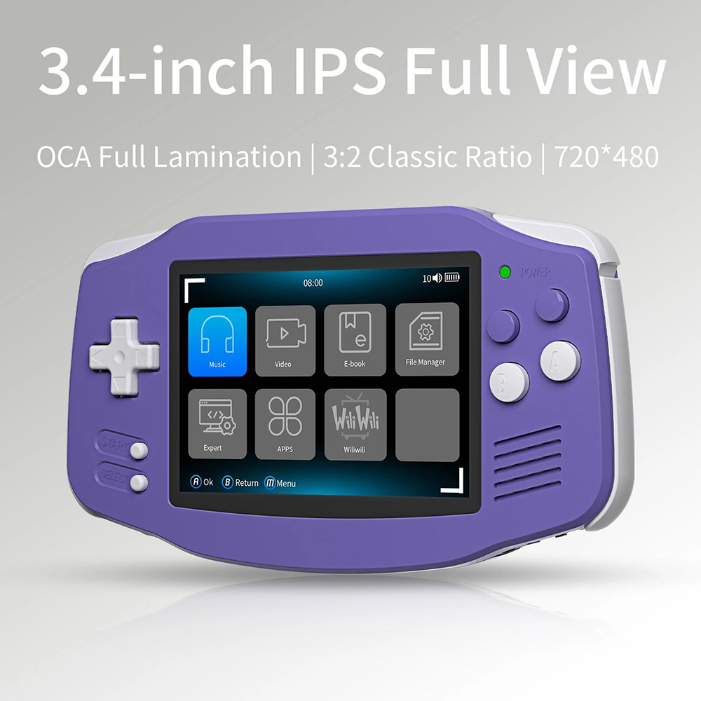 ANBERNIC RG34XX Game Console, 32GB TF Card, 3.4-inch IPS Screen, Linux 64-bit, 30+ Emulators, 7 Hours of Battery Life - Indigo