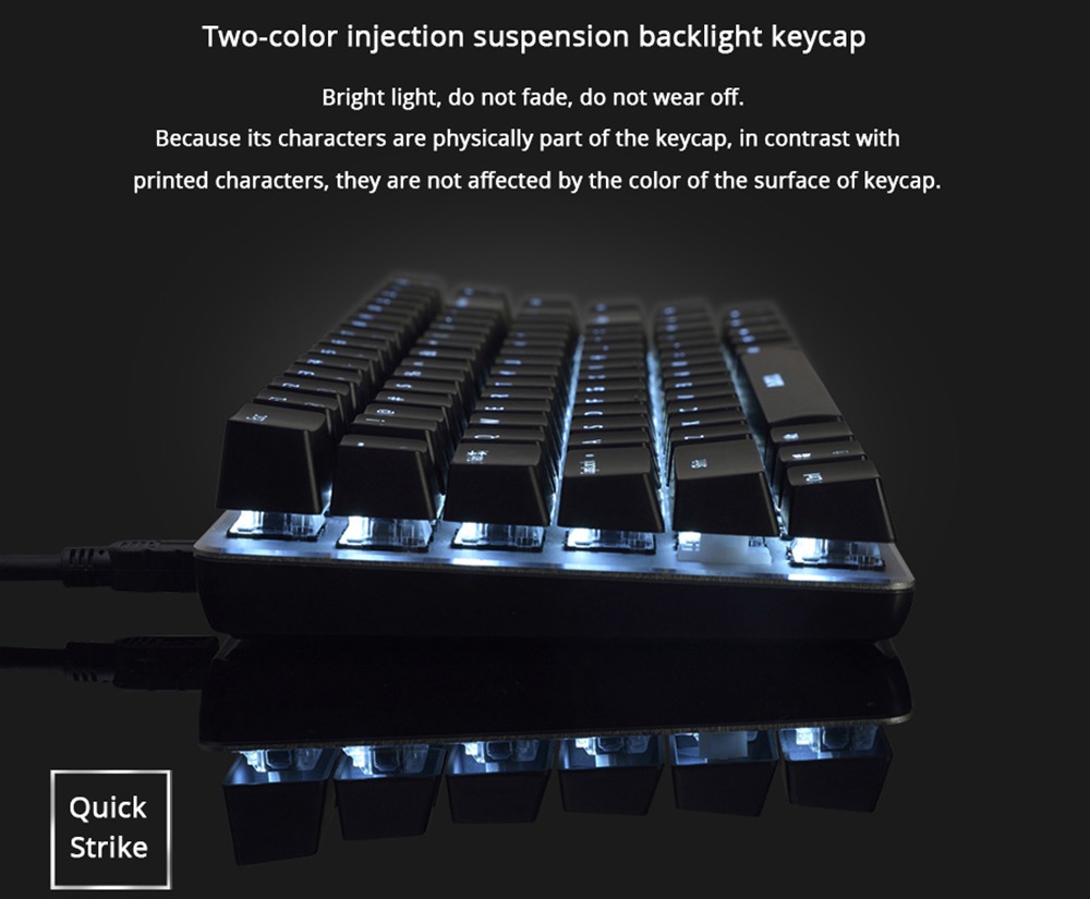 Refurbished Ajazz AK33RGB 82keys Anti-ghosting Ergonomic Mechanical Keyboard Durable RGB Backlight Blue Switch - Black