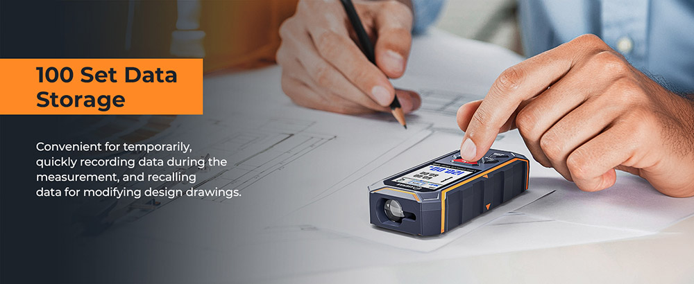 CIGMAN CD-60R 393Ft/120M Bilateral Red Laser Measure, LCD Display, with 6 Units Ft/in/M, Angle Sensor, Multiple Measure Mode, Magnetic Back