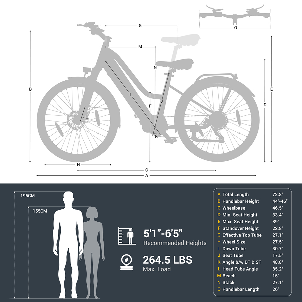 Refurbished Eleglide C1 ST Trekking Bike with 250W Mid-Drive Motor, 27.5in Wheels, 522Wh Battery, 150km Range, Hydraulic Suspension & Hydraulic Disc Brakes (Black)