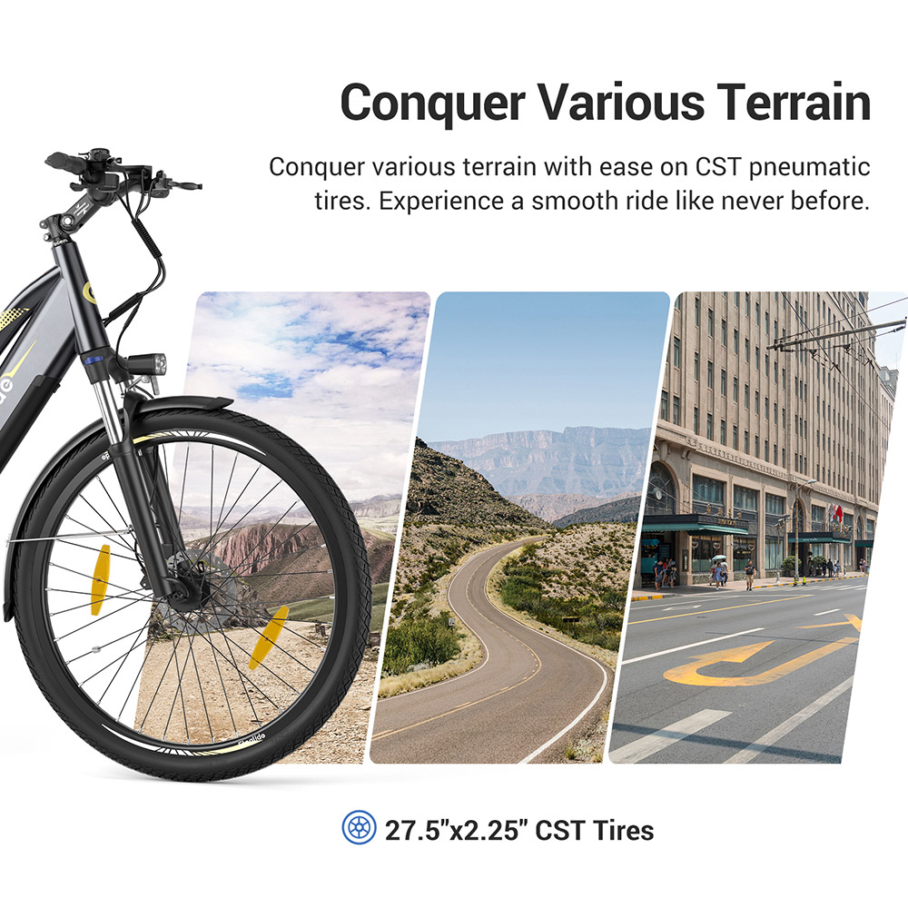 Refurbished Eleglide C1 ST Trekking Bike with 250W Mid-Drive Motor, 27.5in Wheels, 522Wh Battery, 150km Range, Hydraulic Suspension & Hydraulic Disc Brakes (Black)