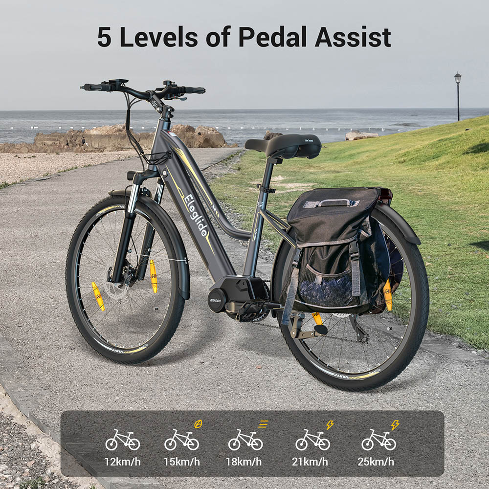 Refurbished Eleglide C1 ST Trekking Bike with 250W Mid-Drive Motor, 27.5in Wheels, 522Wh Battery, 150km Range, Hydraulic Suspension & Hydraulic Disc Brakes (Black)