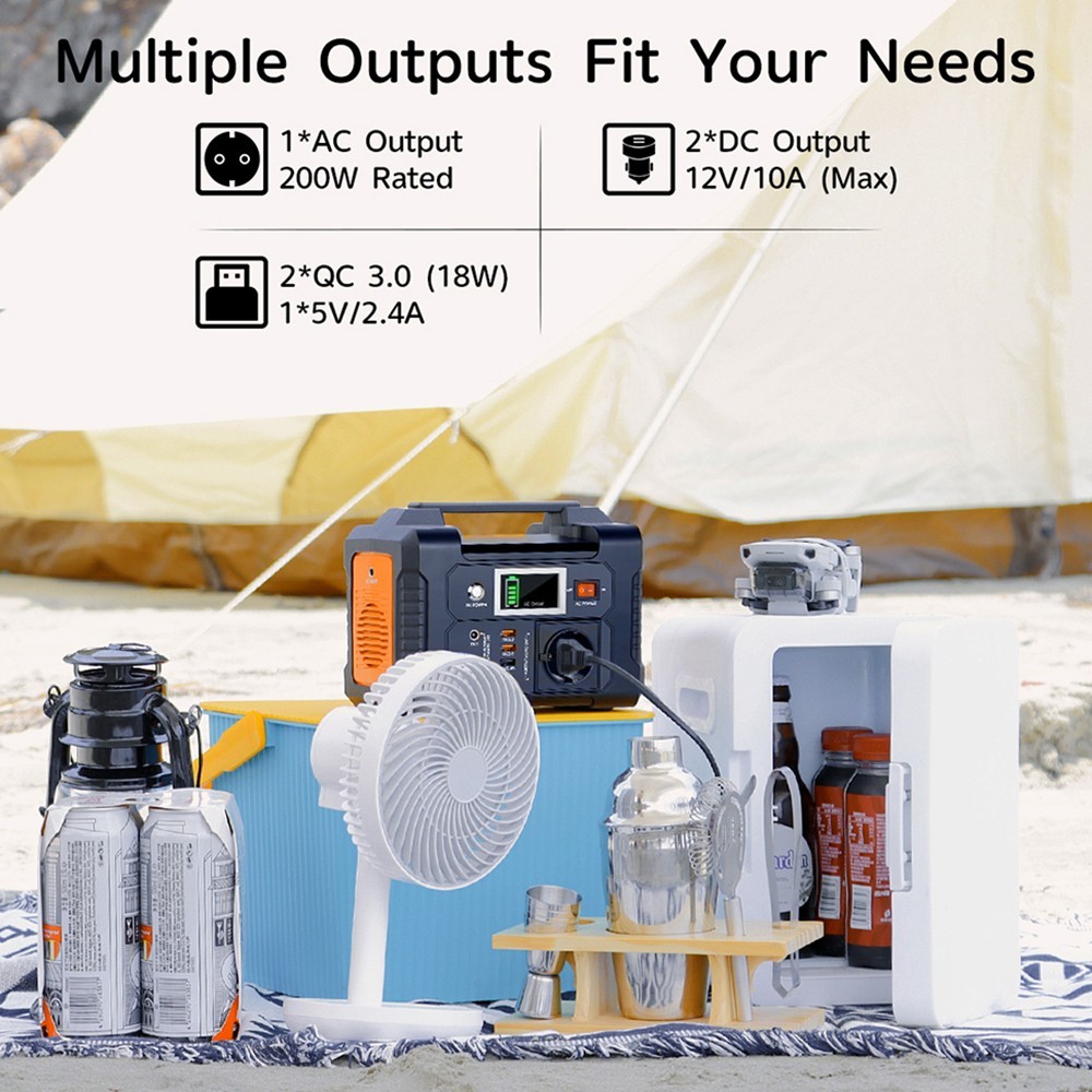 FlashFish E200 200W Portable Power Station, 151Wh Lithium Battery, 1x Pure Sine Wave AC220V Output, for RV Camping Van