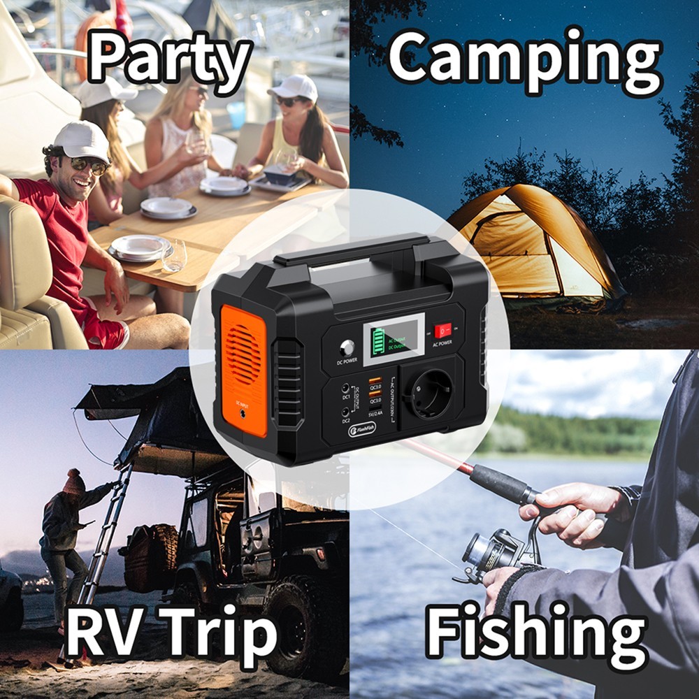 FlashFish E200 200W Portable Power Station, 151Wh Lithium Battery, 1x Pure Sine Wave AC220V Output, for RV Camping Van