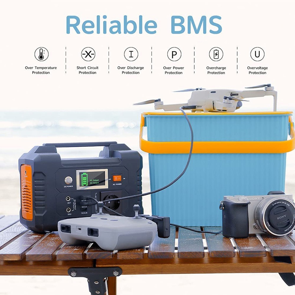 FlashFish E200 200W Portable Power Station, 151Wh Lithium Battery, 1x Pure Sine Wave AC220V Output, for RV Camping Van