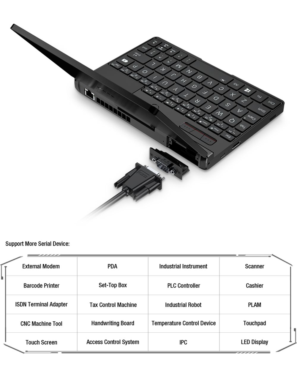 Refurbished GPD Pocket 3 Handheld Laptop, Intel Gold 7505 2 Cores Max 3.5GHz, 8'' 1920*1200 IPS Touchscreen, 16GB RAM 512GB SSD, WiFi6E Bluetooth5.3, 1*Thunderbolt 4 1*HDMI 2.0b 1*USB 3.2 Gen2 Type-A 2*USB 3.2 Gen1 Type-A 1*RJ45 - EU Plug