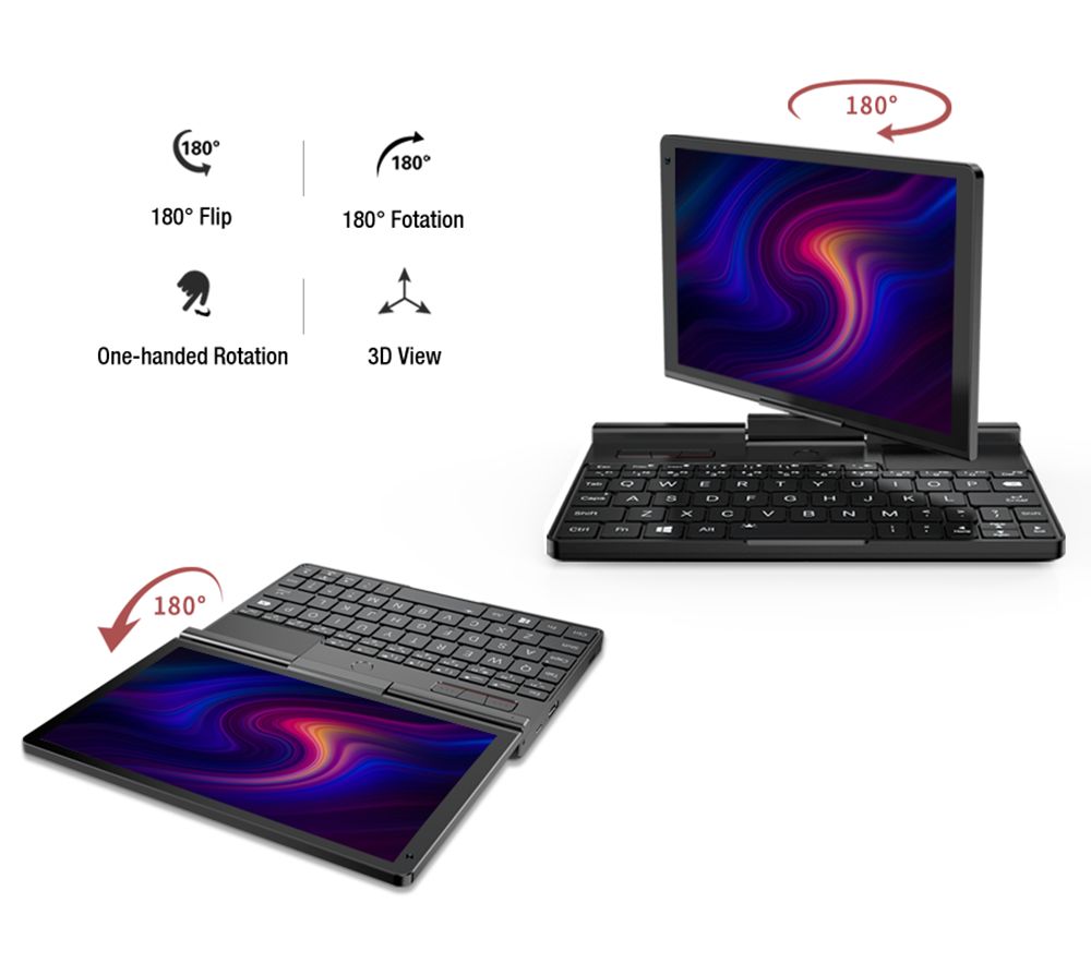 Refurbished GPD Pocket 3 Handheld Laptop, Intel Gold 7505 2 Cores Max 3.5GHz, 8'' 1920*1200 IPS Touchscreen, 16GB RAM 512GB SSD, WiFi6E Bluetooth5.3, 1*Thunderbolt 4 1*HDMI 2.0b 1*USB 3.2 Gen2 Type-A 2*USB 3.2 Gen1 Type-A 1*RJ45 - EU Plug