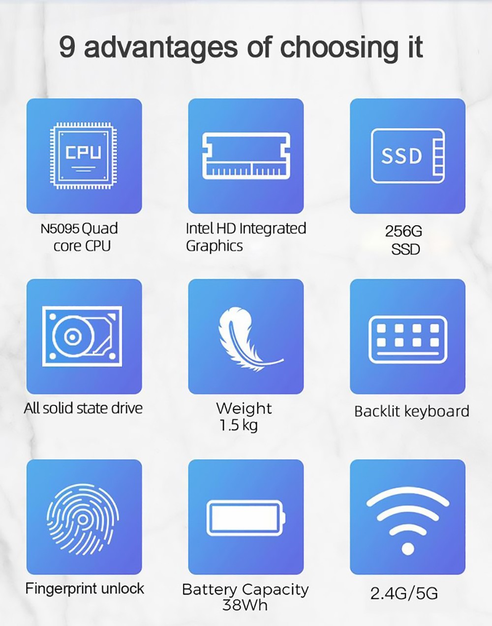 Refurbished HONGO H15 Laptop 15.6'' 1080P LCD Screen, Intel Celeron N5095A CPU, 16GB DDR4 256GB SSD, Windows 10, Fingerprint Unlock