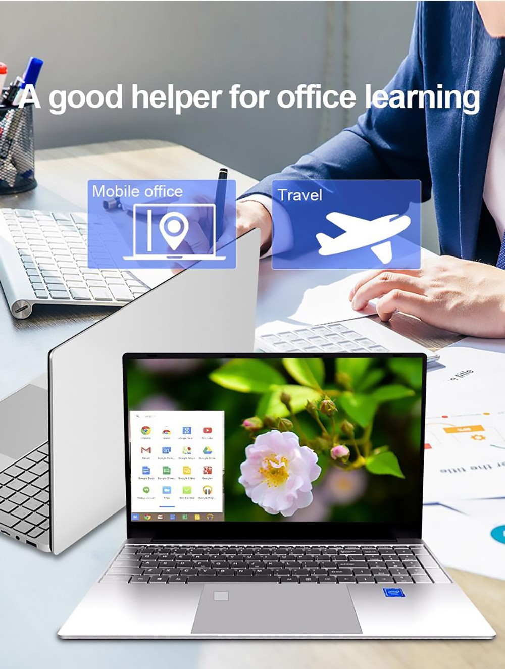 Refurbished HONGO H15 Laptop 15.6'' 1080P LCD Screen, Intel Celeron N5095A CPU, 16GB DDR4 256GB SSD, Windows 10, Fingerprint Unlock