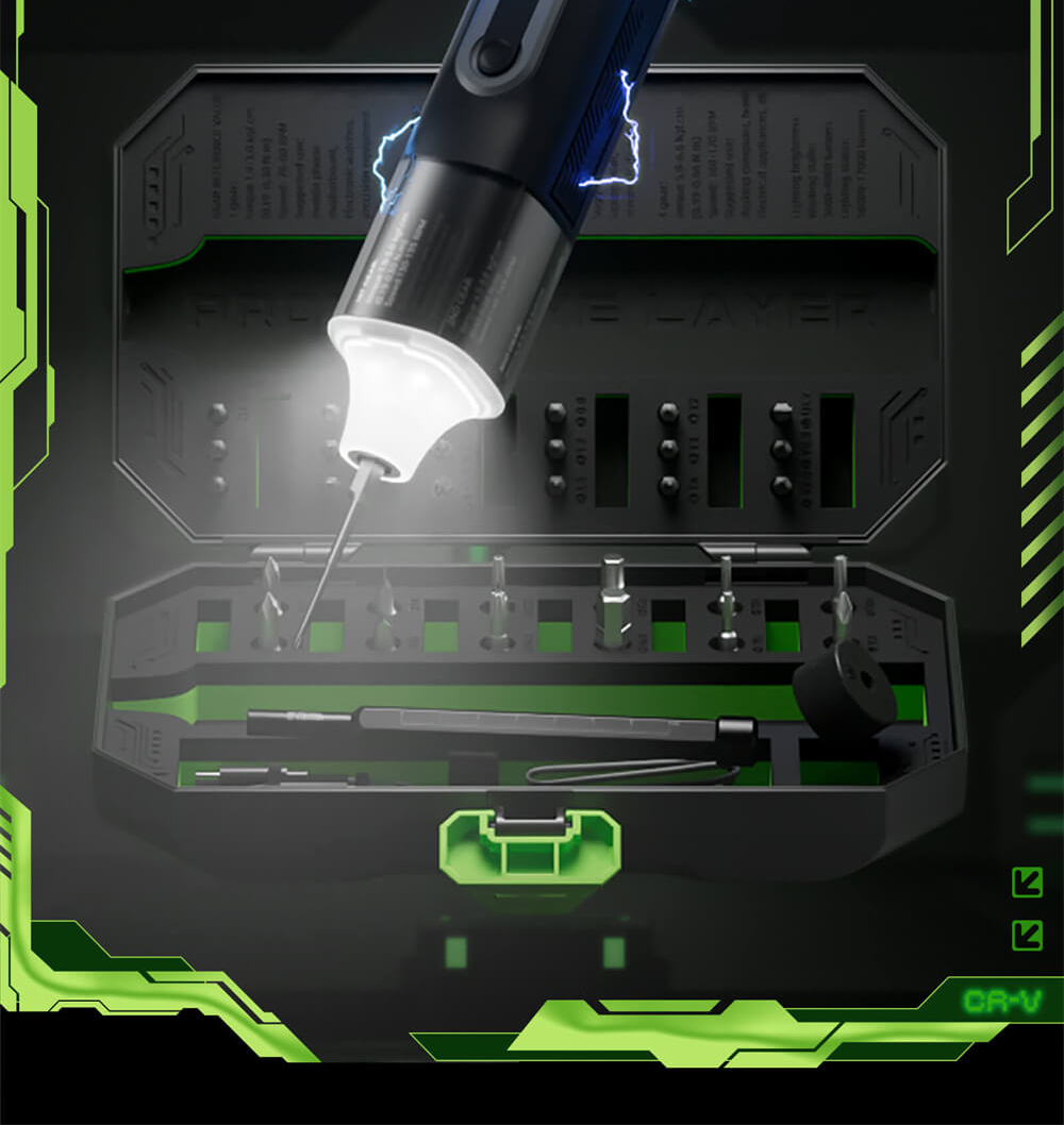 Hanboost ES01 35 In 1 Electric Screwdriver Set, Cordless Precision Tool with Magnetic Bits, Manual and Electric Modes, 4 Torque, 4 LED, for PC, Phone, Camera, Laptop, Watch, and Drone Repairs