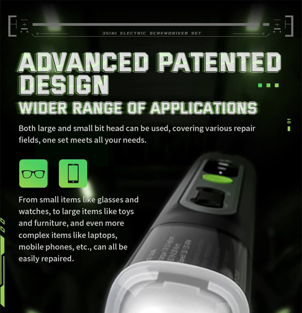 Hanboost ES01 35 In 1 Electric Screwdriver Set, Cordless Precision Tool with Magnetic Bits, Manual and Electric Modes, 4 Torque, 4 LED, for PC, Phone, Camera, Laptop, Watch, and Drone Repairs