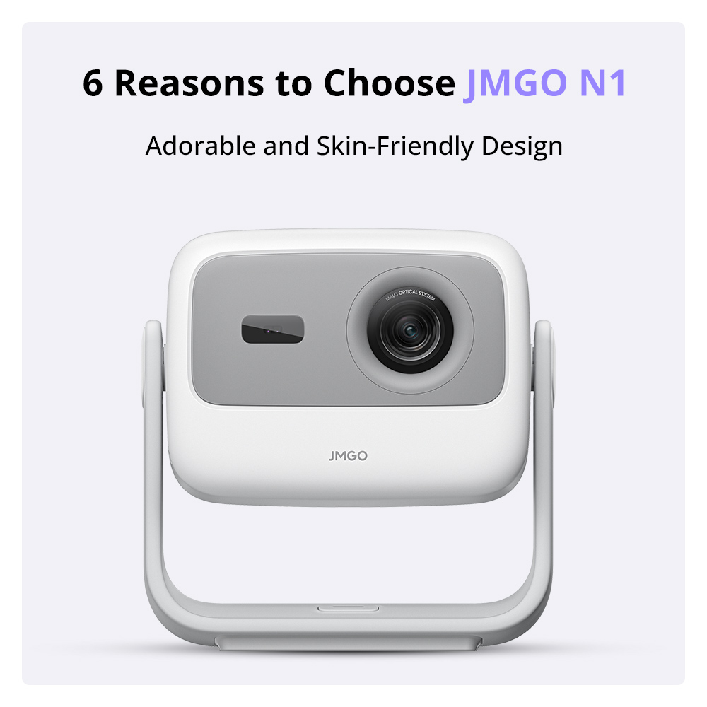 Refurbished JMGO N1 1080P Tri-Color Laser Projector, with Flexible Gimbal Adjustment, 800 CVIA Lumens, HDR 10, 2*5W Dynaudio Speakers, Instant Keystone Correction, WiFi 6 and Bluetooth 5.0 Supported - EU Plug