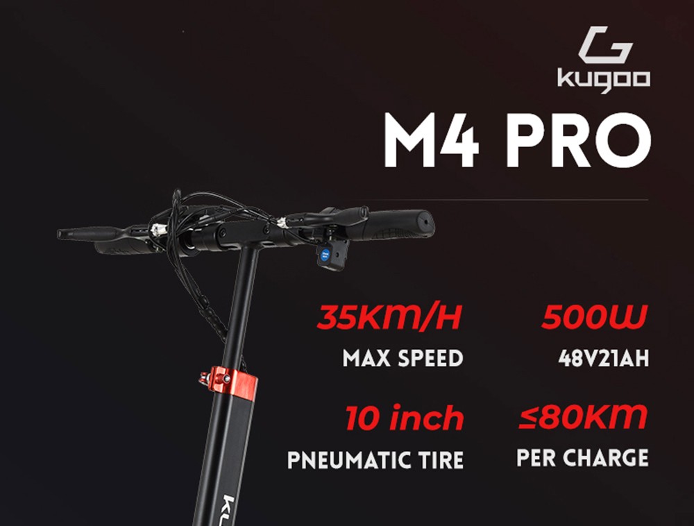 Refurbished KUGOO M4 Pro Foldable Electric Scooter 10 Inch Off-road Tyre 500W Brushless Motor 48V 21Ah Battery