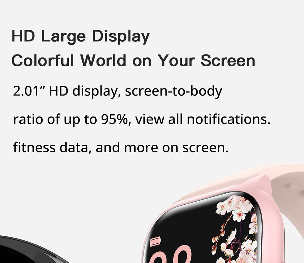 LEMFO LT10 Smartwatch, 2.01-inch Touchscreen, Health & Sleep Monitoring, Bluetooth Calling, 100+ Workout Modes, Intelligent Al Voice Assistant, IP67 Waterproof - Black