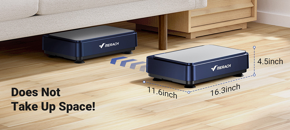 MERACH MR2441 Vibration Plate with Tension Ropes, Wireless Remote, Comfortable Lymphatic Drainage Machine, for Weight Loss - Blue