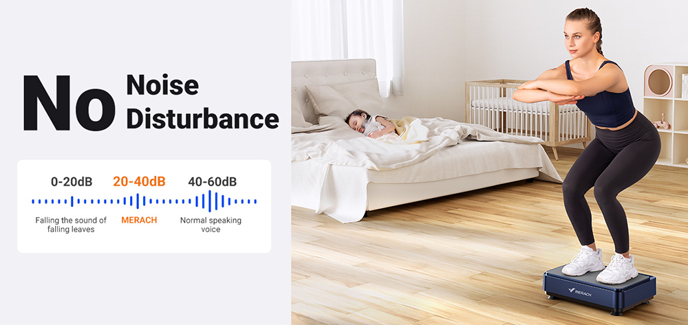 MERACH MR2441 Vibration Plate with Tension Ropes, Wireless Remote, Comfortable Lymphatic Drainage Machine, for Weight Loss - Blue