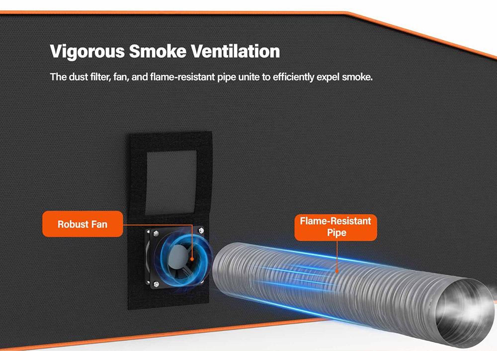 Refurbished Mecpow FC3 Oversized Laser Engraver Enclosure 1300x730x460mm, Fireproof, with Viewing Window Fan Exhaust Pipe
