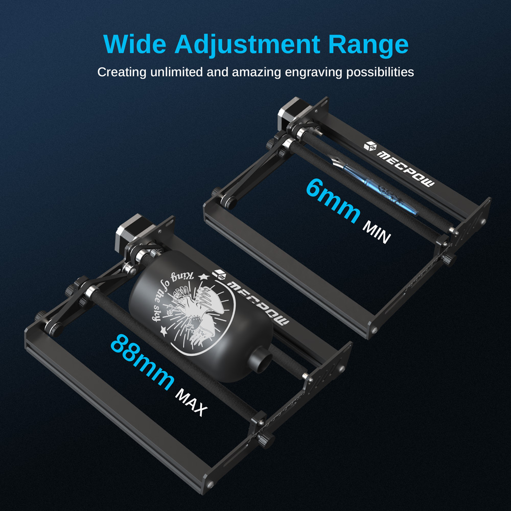 Refurbished Mecpow G3 Pro Rotary Roller with Risers, 360 Degrees Engraving for Cylindrical Objects