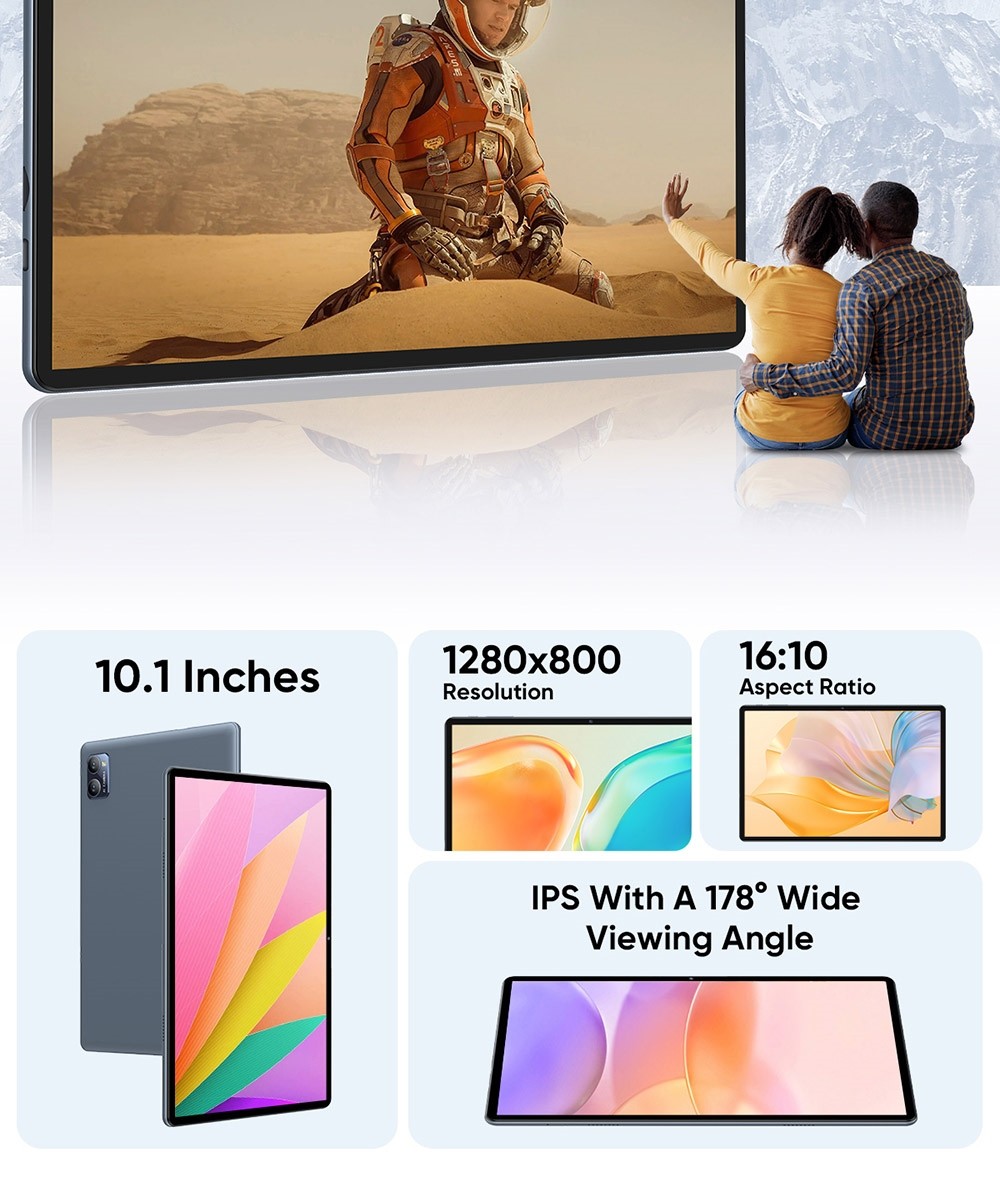 Refurbished N-one Npad Y1 10.1-inch Tablet, 1280x800 HD IPS Touchscreen, Rockchip 3562, Android 13, 4GB+4GB RAM 64GB ROM, 2.4GHz WiFi Bluetooth 5.0, 5000mAh Type-C Charging, 5MP+2MP Camera, TF Card Slot*1 Earphone Port*1