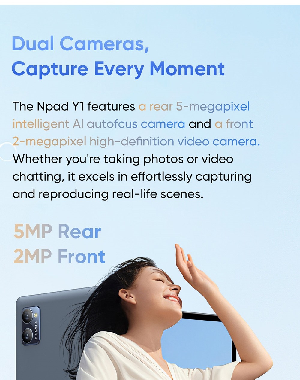 Refurbished N-one Npad Y1 10.1-inch Tablet, 1280x800 HD IPS Touchscreen, Rockchip 3562, Android 13, 4GB+4GB RAM 64GB ROM, 2.4GHz WiFi Bluetooth 5.0, 5000mAh Type-C Charging, 5MP+2MP Camera, TF Card Slot*1 Earphone Port*1