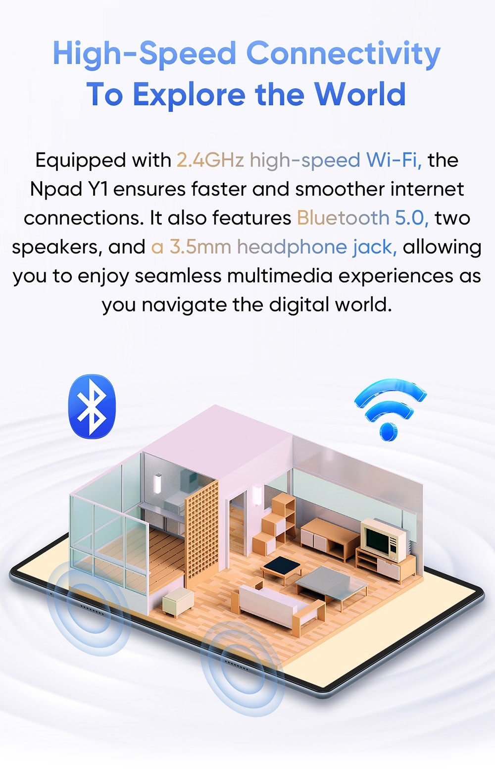 Refurbished N-one Npad Y1 10.1-inch Tablet, 1280x800 HD IPS Touchscreen, Rockchip 3562, Android 13, 4GB+4GB RAM 64GB ROM, 2.4GHz WiFi Bluetooth 5.0, 5000mAh Type-C Charging, 5MP+2MP Camera, TF Card Slot*1 Earphone Port*1