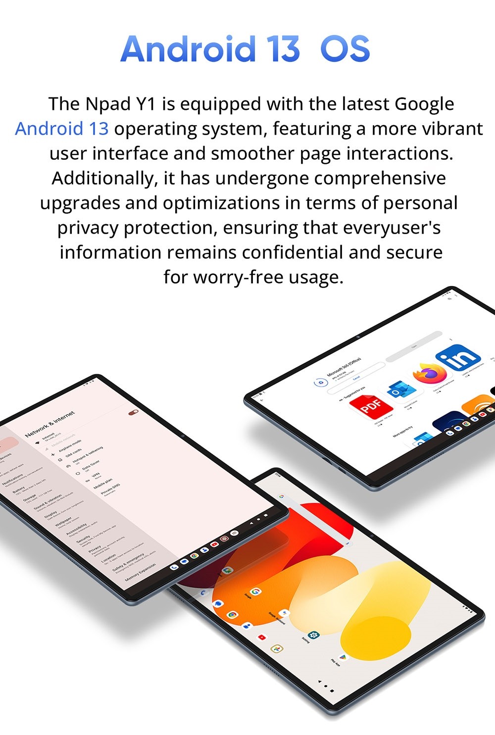 Refurbished N-one Npad Y1 10.1-inch Tablet, 1280x800 HD IPS Touchscreen, Rockchip 3562, Android 13, 4GB+4GB RAM 64GB ROM, 2.4GHz WiFi Bluetooth 5.0, 5000mAh Type-C Charging, 5MP+2MP Camera, TF Card Slot*1 Earphone Port*1