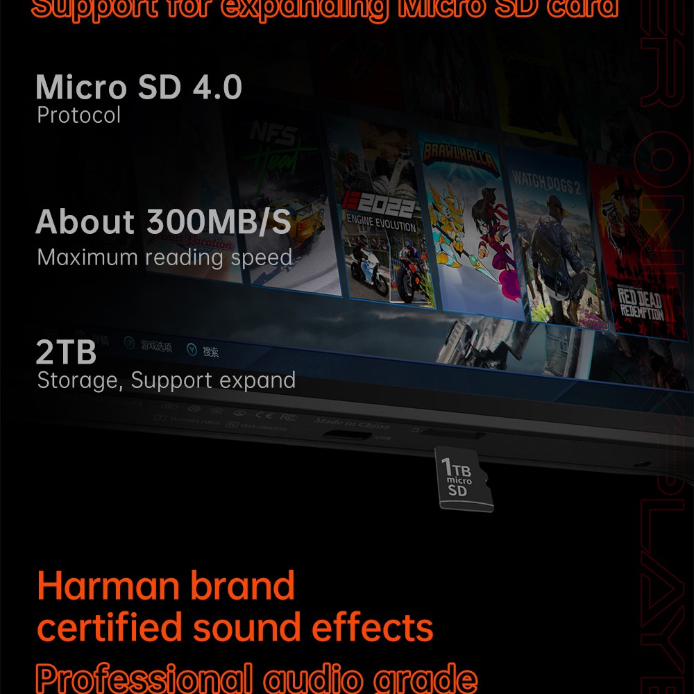 ONE Netbook OneXFly F1 Pro Handheld Game Console, 7'' 1920*1080 OLED Screen, AMD Ryzen AI 9 HX 370 CPU 12 Core Max 5.1GHz, 144Hz Refresh Rate, 64GB LPDDR5x RAM 4TB SSD, Harman Sound System, 2*USB-C 4.0, 1*USB-A 3.0, 1*TF Card Slot, 1*Audio - US Plug