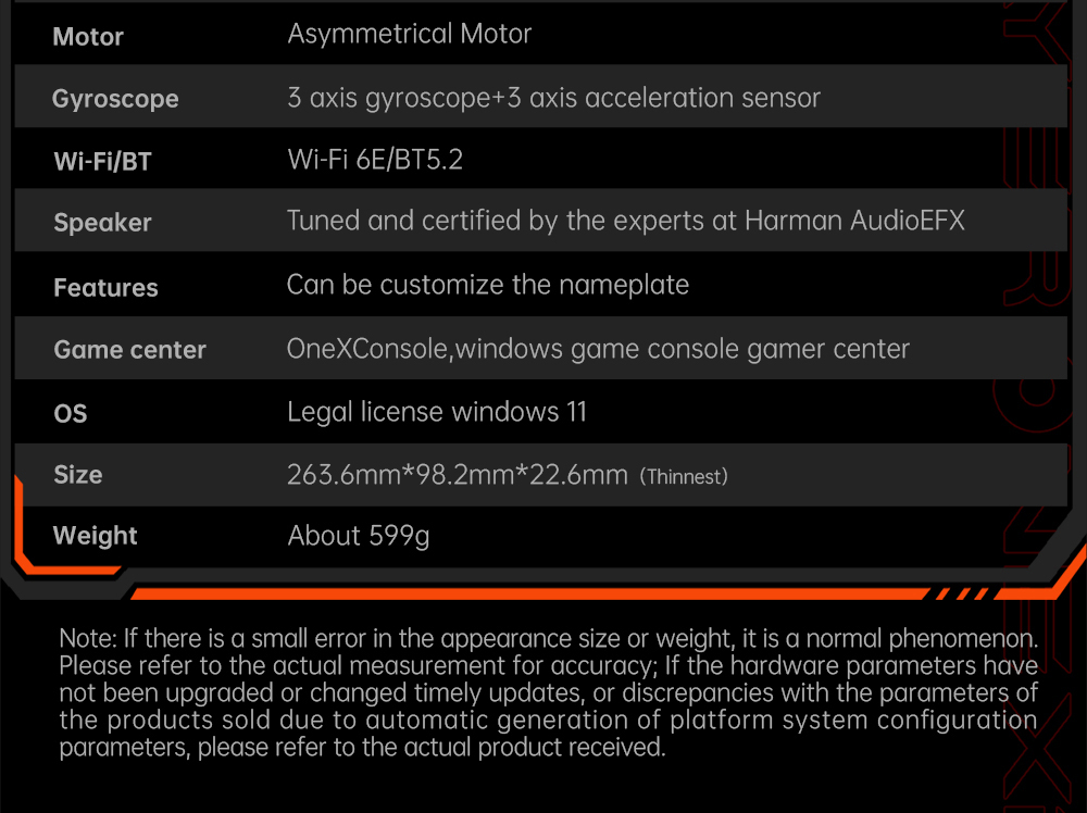 ONE Netbook OneXFly F1 Pro Handheld Game Console, 7'' 1920*1080 OLED Screen, AMD Ryzen AI 9 HX 365 CPU 10 Core Max 5.0GHz, 144Hz Refresh Rate, 32GB LPDDR5x RAM 1TB PCle 4.0 SSD, Harman Sound System, 2*USB-C 4.0, 1*USB-A 3.0, 1*TF Card Slot, 1*Audio