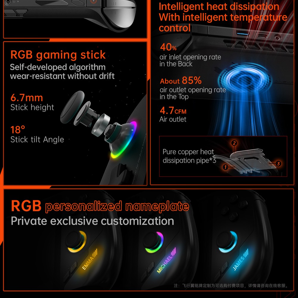 ONE Netbook OneXFly F1 Pro Handheld Game Console, 7'' 1920*1080 OLED Screen, AMD Ryzen AI 9 HX 365 CPU 10 Core Max 5.0GHz, 144Hz Refresh Rate, 32GB LPDDR5x RAM 1TB PCle 4.0 SSD, Harman Sound System, 2*USB-C 4.0, 1*USB-A 3.0, 1*TF Card Slot, 1*Audio