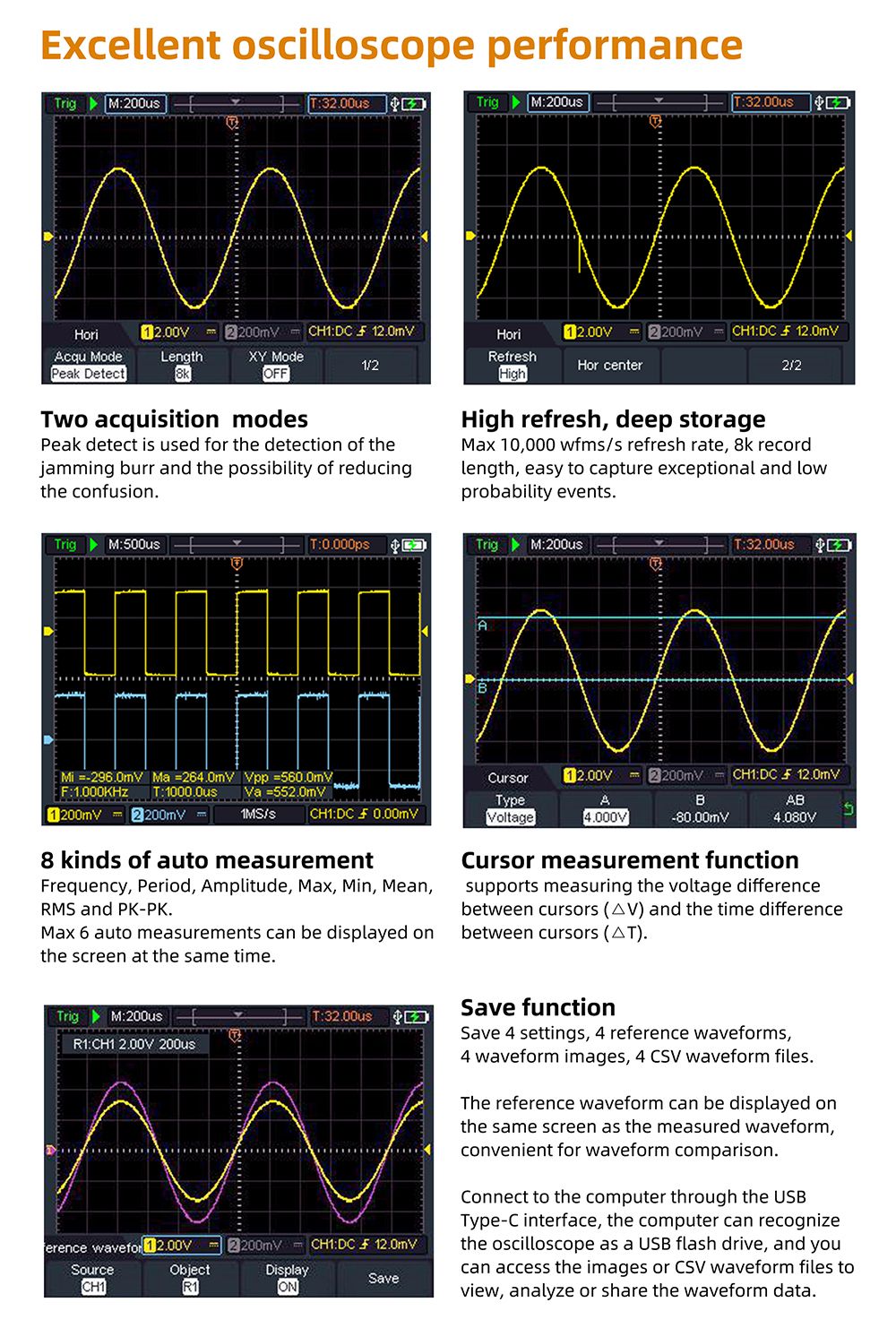 OWON HDS25S 3-in-1 Digital Multimeter (2-CH Oscilloscope+1-CH Generator), 25MHz, 250MSa/s - EU Plug