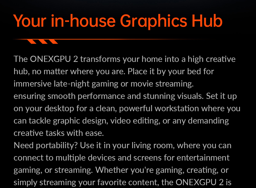 One Netbook ONEXGPU 2 eGPU Dock with AMD Radeon RX 7800M GPU, 12GB GDDR6 RAM, 192bit, 1*Oculink, 1*USB-C 4.0, 2*USB 3.2, 1*PCIe 3.0 SSD, 1*RJ45, 1*HDMI 2.1, 2*DP 2.0, 65W Reverse Charging, RGB Light Effects - US Plug