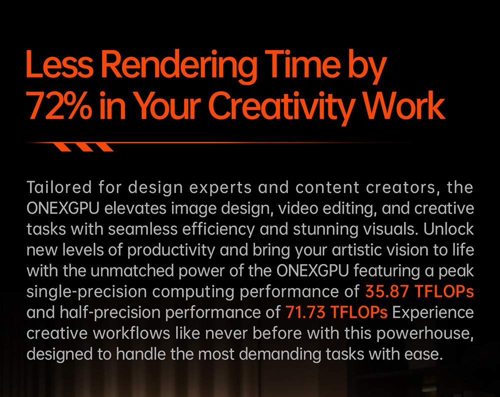 One Netbook ONEXGPU 2 eGPU Dock with AMD Radeon RX 7800M GPU, 12GB GDDR6 RAM, 192bit, 1*Oculink, 1*USB-C 4.0, 2*USB 3.2, 1*PCIe 3.0 SSD, 1*RJ45, 1*HDMI 2.1, 2*DP 2.0, 65W Reverse Charging, RGB Light Effects - US Plug