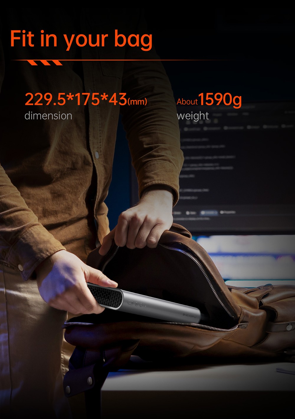 One Netbook ONEXGPU 2 eGPU Dock with AMD Radeon RX 7800M GPU, 12GB GDDR6 RAM, 192bit, 1*Oculink, 1*USB-C 4.0, 2*USB 3.2, 1*PCIe 3.0 SSD, 1*RJ45, 1*HDMI 2.1, 2*DP 2.0, 65W Reverse Charging, RGB Light Effects - US Plug