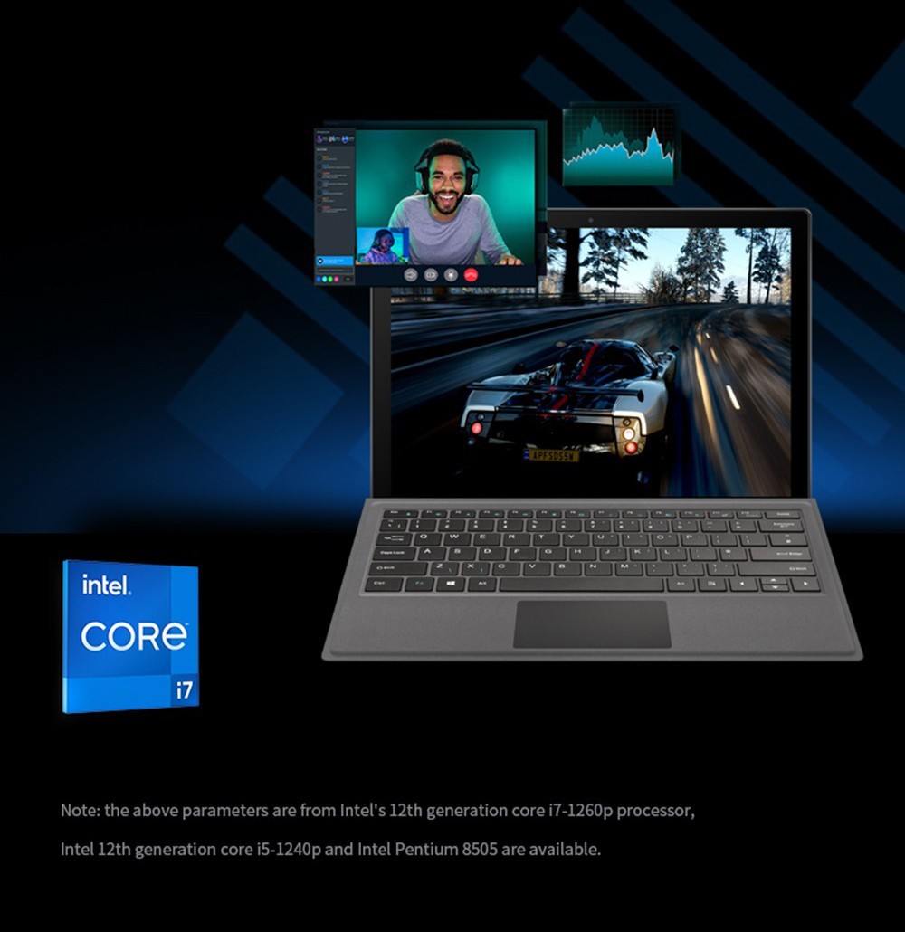 Refurbished One Netbook T1 2 in 1 Tablet PC Intel Core i7-1260P Mini Laptop, 16GB DDR5 2TB SSD 13'' Inches 2160x1440 FHD 2K Ultra-IPS Screen, USB Type-C USB3.0*2 TF Slot Mini HDMI 3.5mm Headset WiFi 6, Windows 11 Home OS - EU Plug