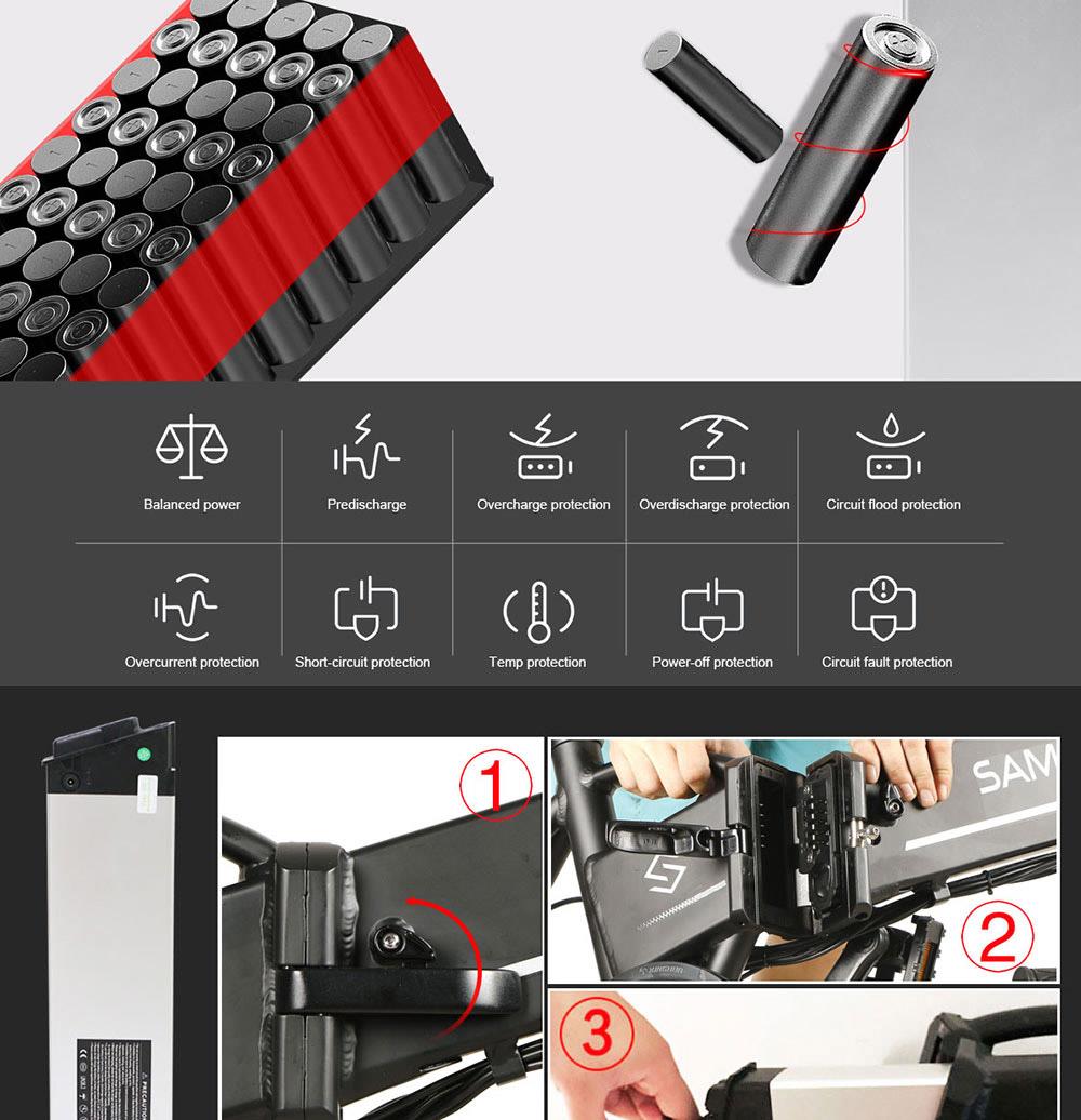 Refurbished SAMEBIKE 20LVXD30-II Folding Electric Moped Bike, 20'' Tire, 48V 350W Motor, 10Ah Battery 30km/h Max Speed - Black