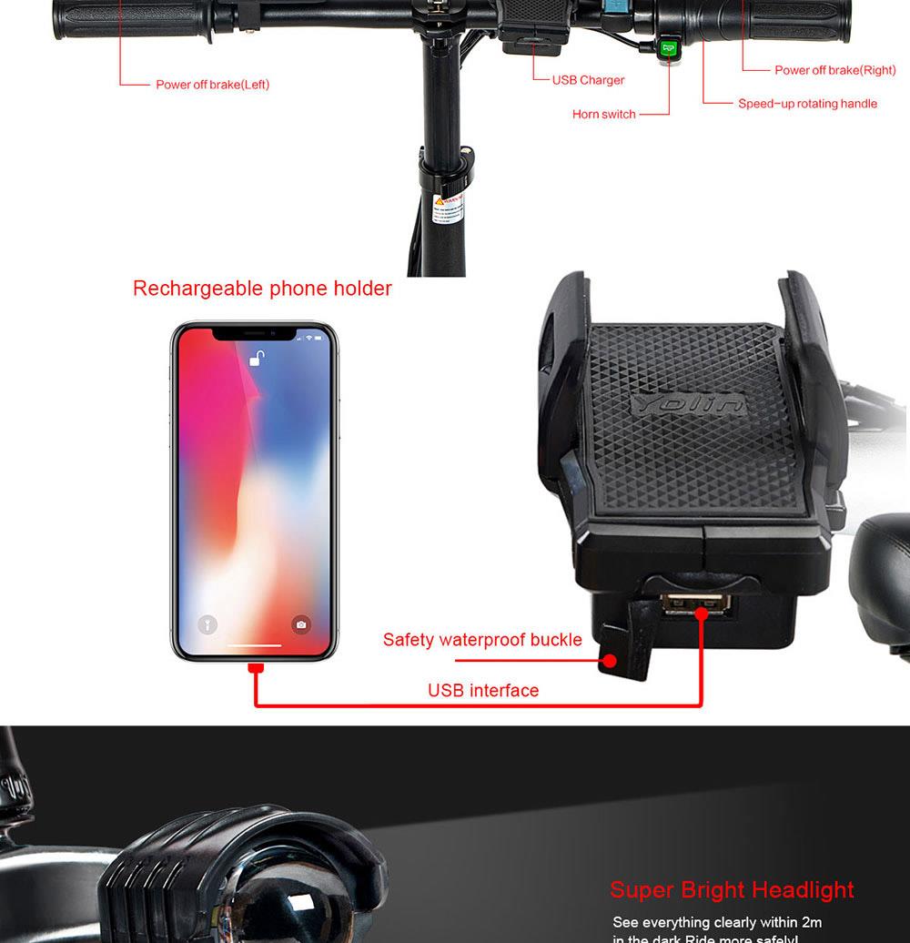 Refurbished SAMEBIKE 20LVXD30-II Folding Electric Moped Bike, 20'' Tire, 48V 350W Motor, 10Ah Battery 30km/h Max Speed - Black