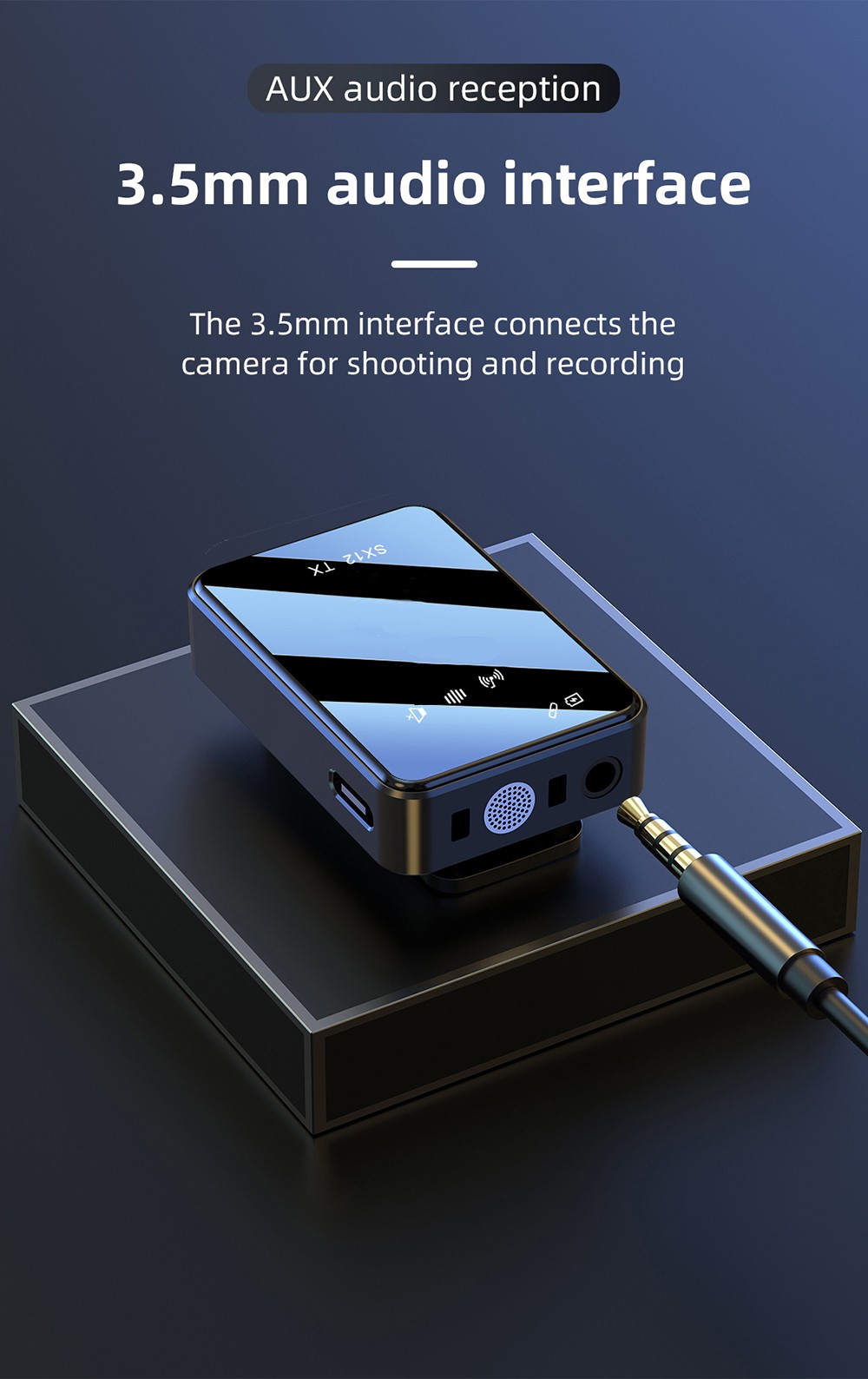 SENXIN SX12 Wireless Lavalier Microphone with Charging Case, Intelligent Noise Reduction, Reverb Effect, Real-time Monitoring, LED Display, 50m Transmission