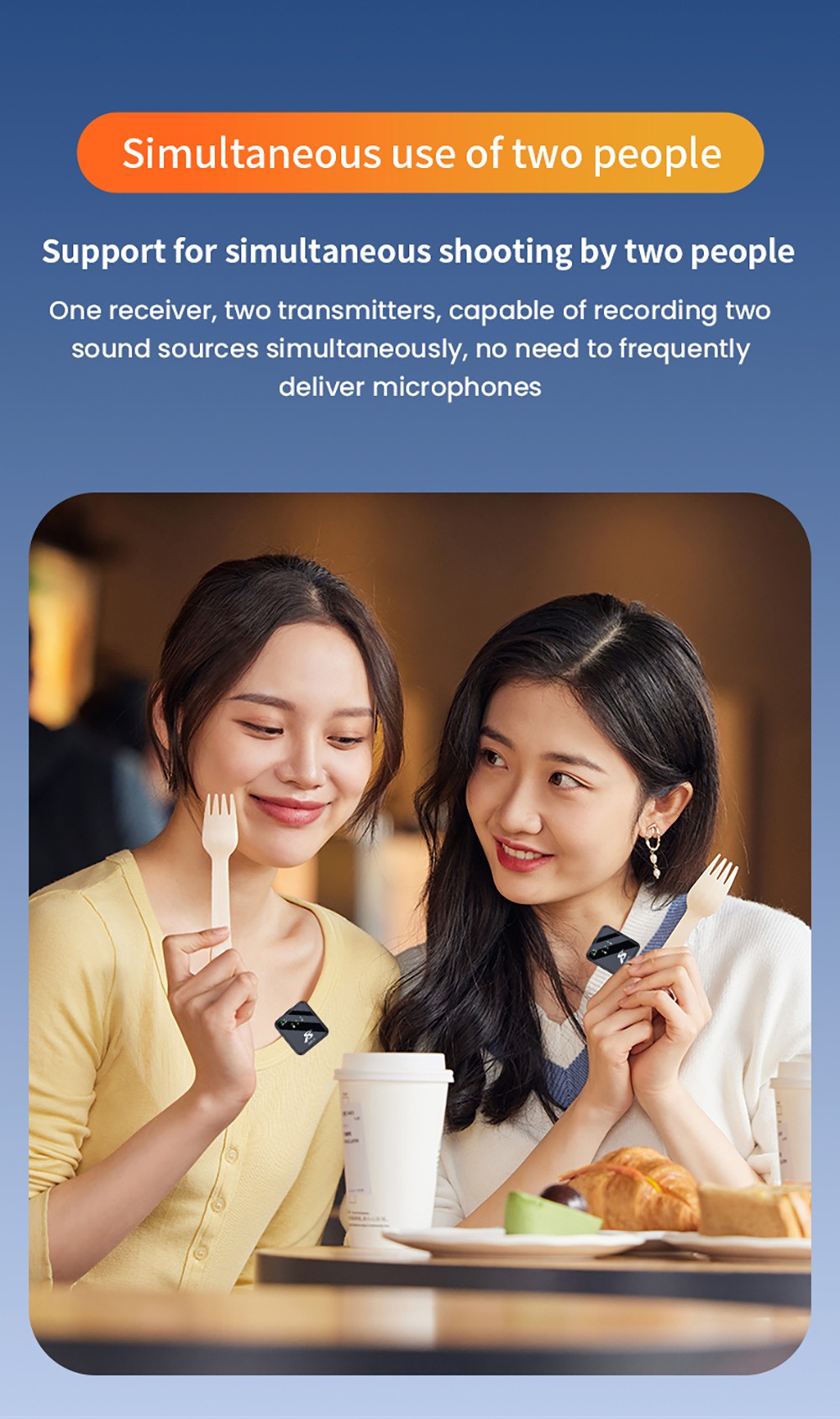 SENXIN SX63 Wireless Lavalier Microphone with Charging Case, 2.4GHz 50m Transmission, Bluetooth 5.0, Intelligent Noise Reduction, Reverb Effect, Up to 18 Hours Battery Life