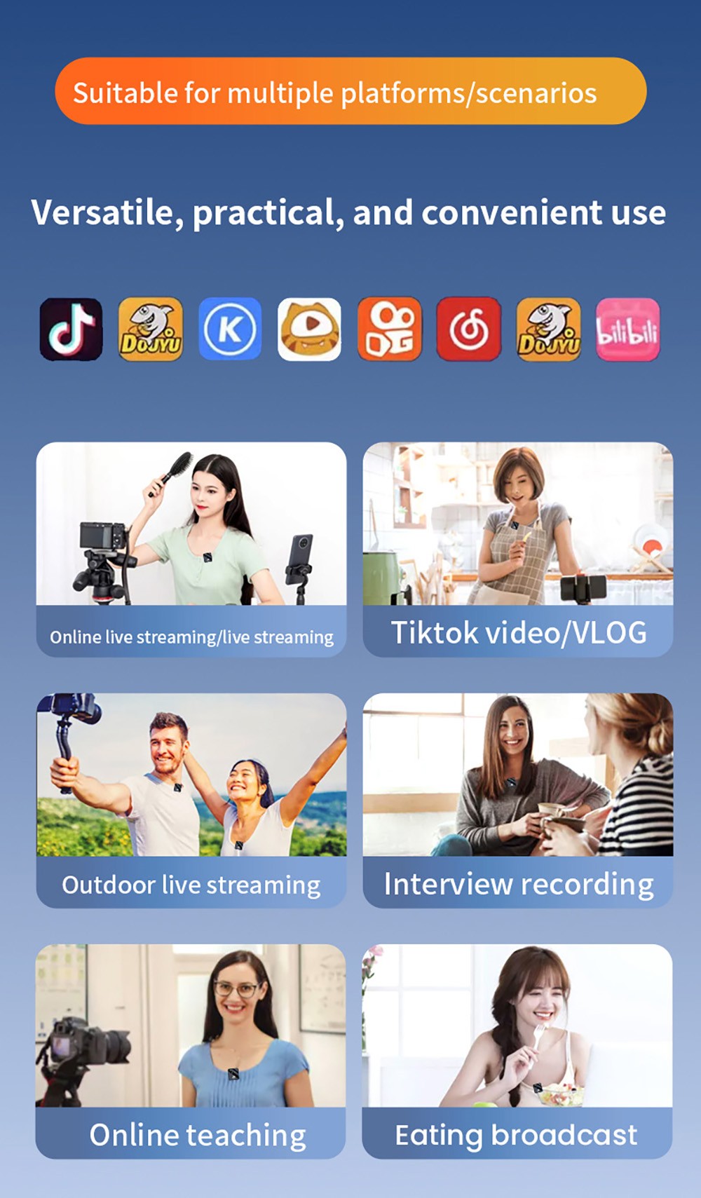 SENXIN SX63 Wireless Lavalier Microphone with Charging Case, 2.4GHz 50m Transmission, Bluetooth 5.0, Intelligent Noise Reduction, Reverb Effect, Up to 18 Hours Battery Life