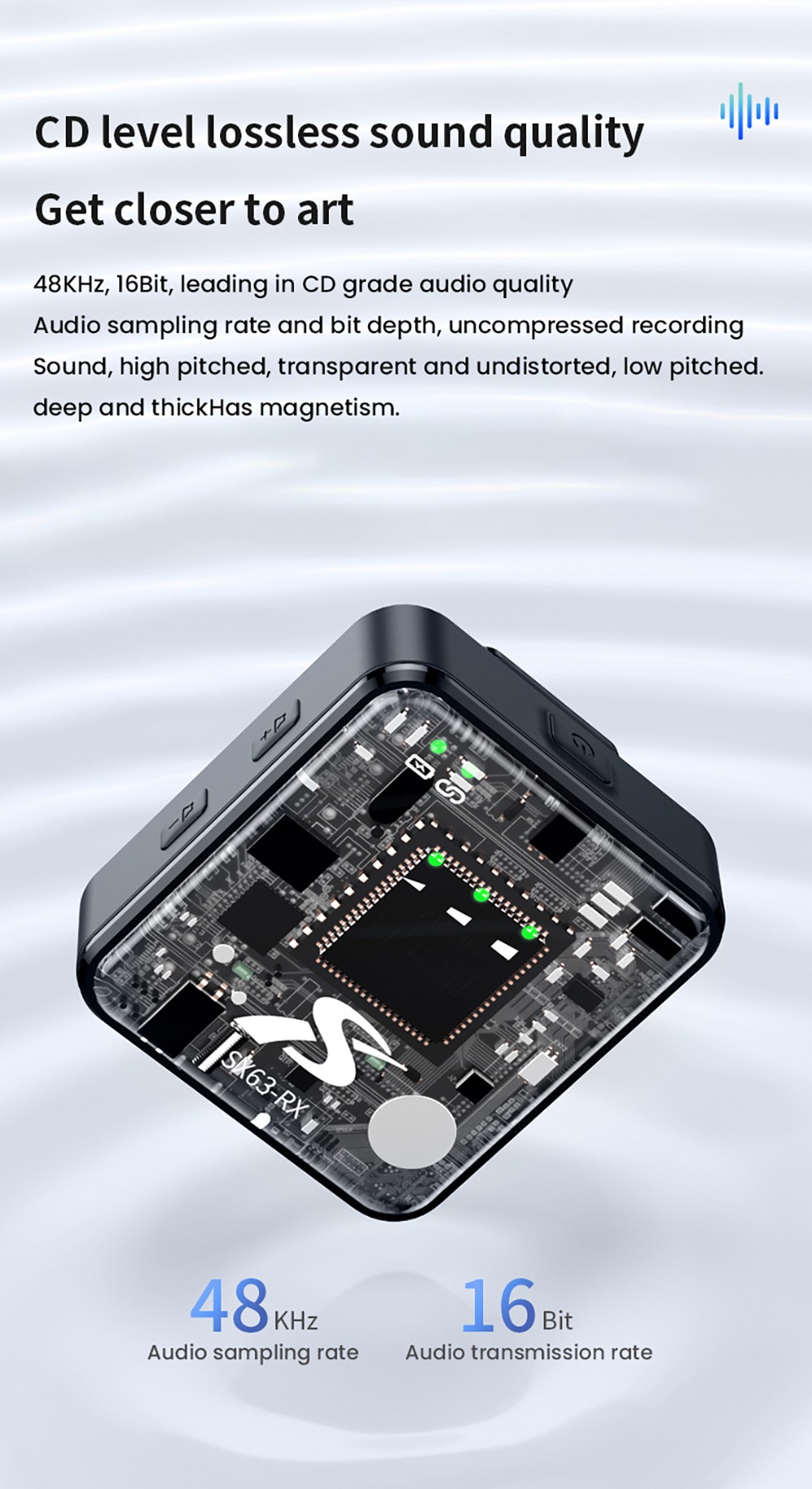 SENXIN SX63 Wireless Lavalier Microphone with Charging Case, 2.4GHz 50m Transmission, Bluetooth 5.0, Intelligent Noise Reduction, Reverb Effect, Up to 18 Hours Battery Life
