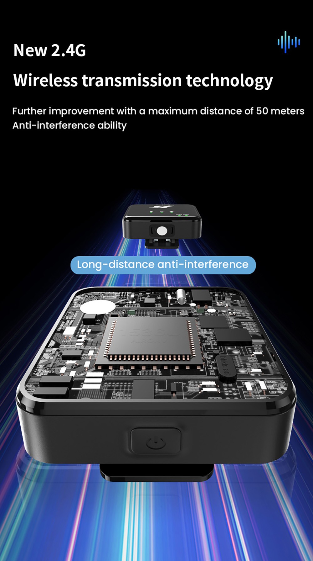 SENXIN SX63 Wireless Lavalier Microphone with Charging Case, 2.4GHz 50m Transmission, Bluetooth 5.0, Intelligent Noise Reduction, Reverb Effect, Up to 18 Hours Battery Life