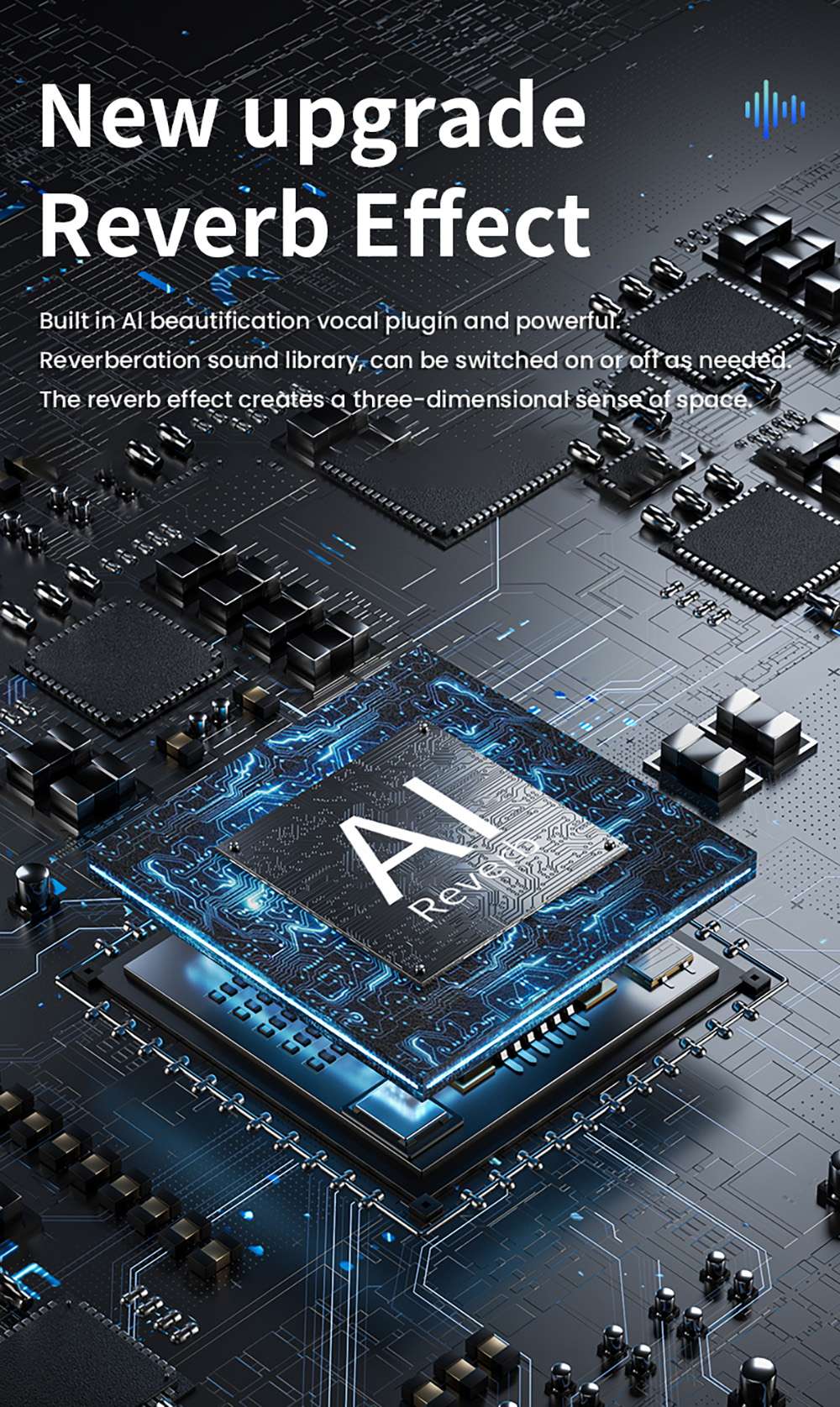 SENXIN SX63 Wireless Lavalier Microphone with Charging Case, 2.4GHz 50m Transmission, Bluetooth 5.0, Intelligent Noise Reduction, Reverb Effect, Up to 18 Hours Battery Life